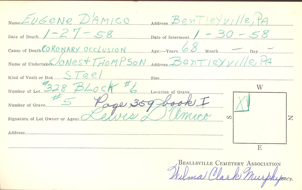 burial card